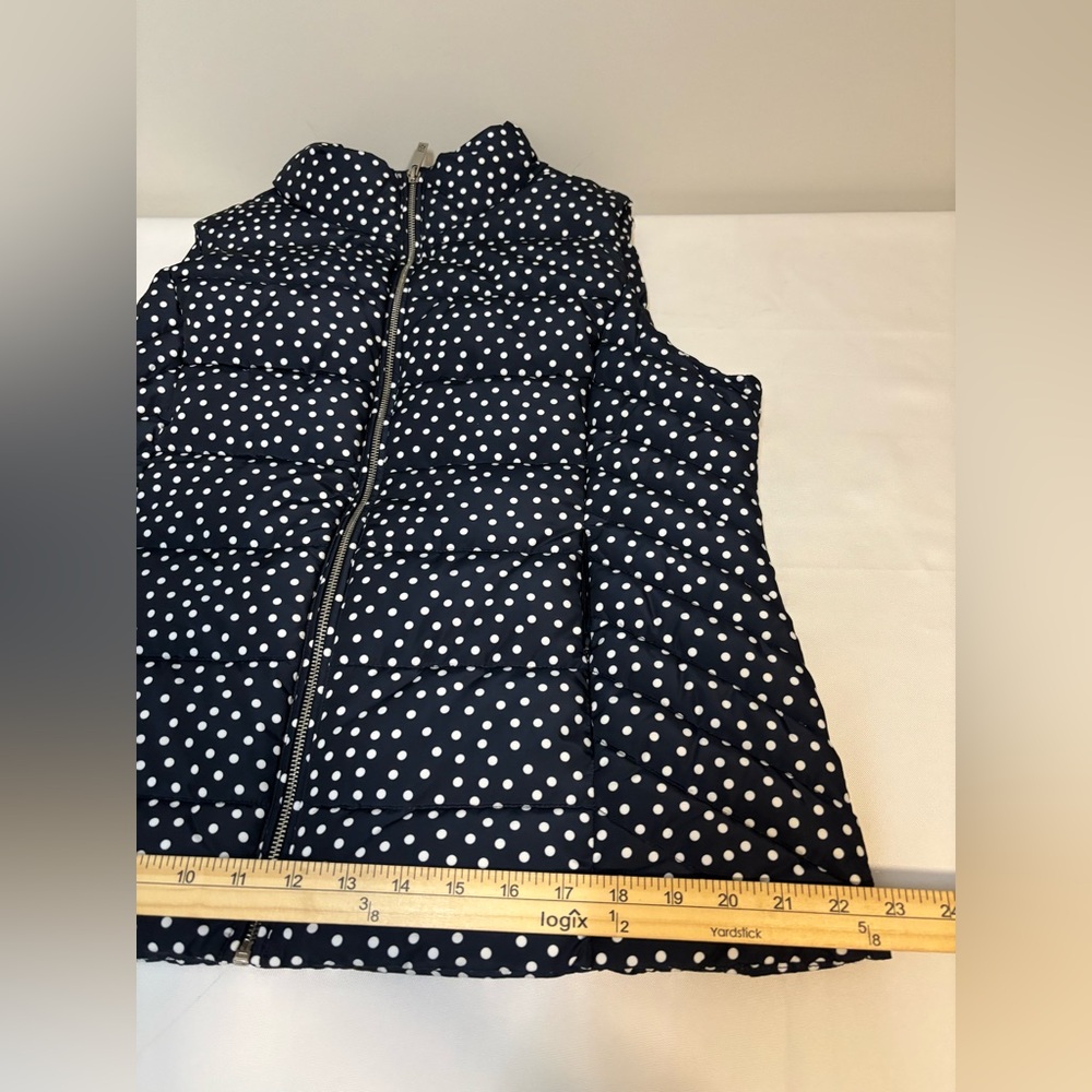 NEW WOMENS TOMMY HILFIGER NAVY BLUE AND WHITE POLKA DOT PUFFER VEST SZ L - Picture 12 of 15